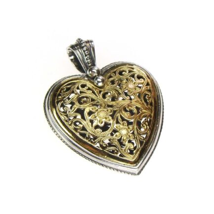 Large Heart Pendant in k18 Yellow Gold and Silver 3044