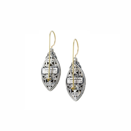 Marquise Earrings in k18 Gold and Sterling Silver with Brown Diamonds