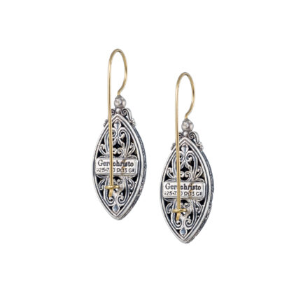 Marquise Earrings in k18 Yellow Gold and Sterling Silver 925