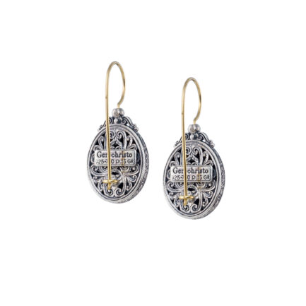 Mediterranean Oval Earrings in k18 Yellow Gold and Sterling Silver 925