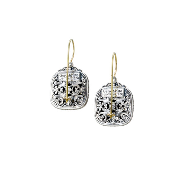 Mediterranean Square Earrings in k18 Yellow Gold and Sterling Silver 925