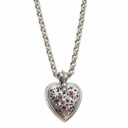 Medium Heart Pendant in k18 Gold and Silver 3049 chain