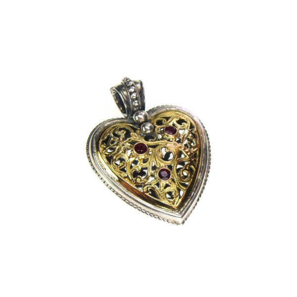 Medium Heart Pendant in k18 Yellow Gold and Silver 3047