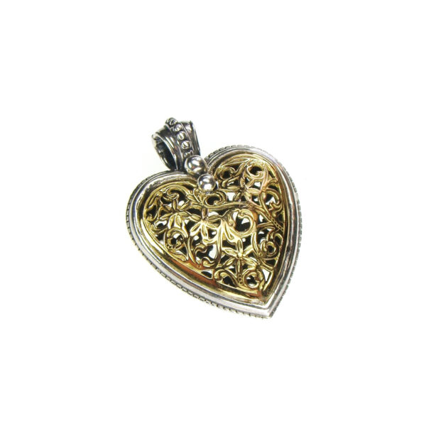 Medium Heart Pendant in k18 Yellow Gold and Silver 3048