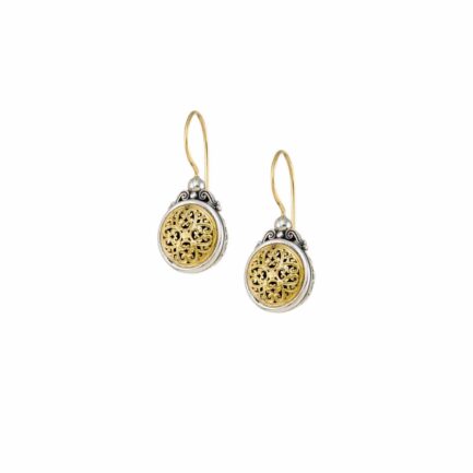 Small Round Earrings in k18 Yellow Gold and Silver