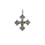 Byzantine Cross Pendant 18k Yellow Gold and Sterling Silver 925