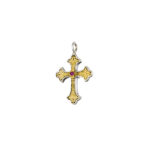 Byzantine Cross Pendant 18k Yellow Gold and Sterling Silver 925