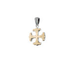 Men’s Byzantine Cross Pendant 18k Yellow Gold and Sterling Silver 925