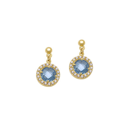 Round Drop Earrings Double Stones in k14 yellow Gold