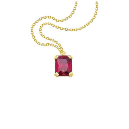 Emerald Cut Green Solitaire Pendant Necklace in k14 yellow Gold