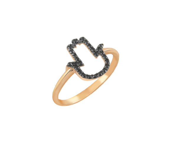 Hand of Hamsa Ring for Girls k14 Yellow Gold