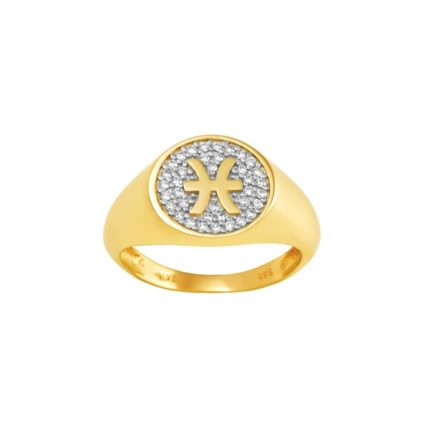 14k Gold Zodiac sign Band Pisces Chevalier Men’s Ring