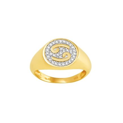 14k Gold Zodiac sign Band Cancer Chevalier Men’s Ring