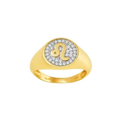 14k Gold Zodiac sign Band Leo Chevalier Men’s Ring