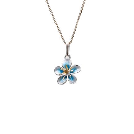 Plum Flower Silver-Enamel Pendant with Gold Plated Details