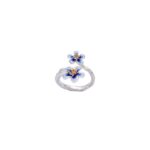 Blue Flower Silver Enamel Ring