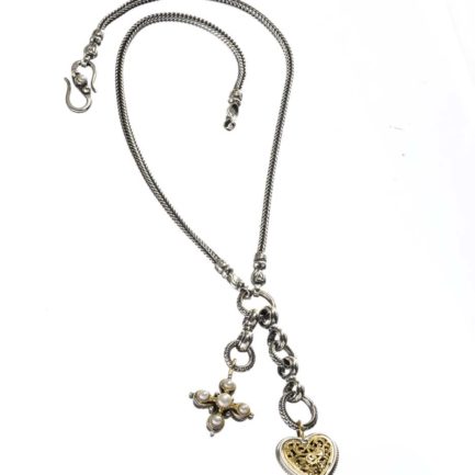 Charm necklace in 18K Gold and Sterling Silver