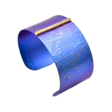 Anodized Titanium Wide Cuff Bracelets with Sterling Silver Bar
