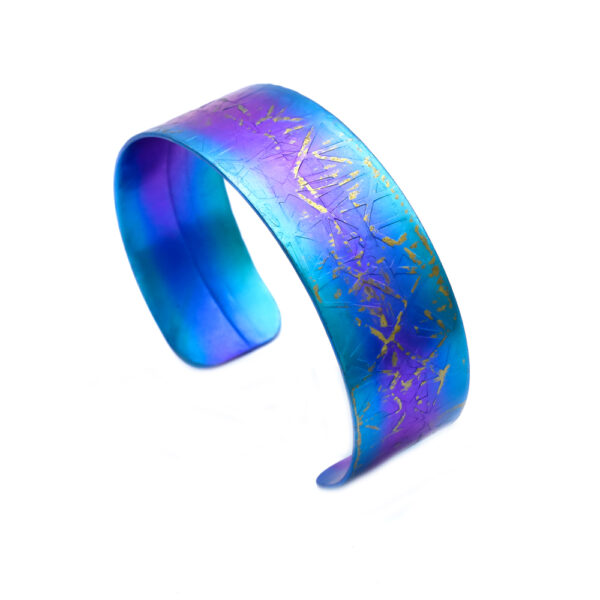 Anodized Titanium wide Cuff Bracelets B152962 purle blue turq.