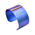 Titanium Cuff Bracelet with Silver Bar Purple