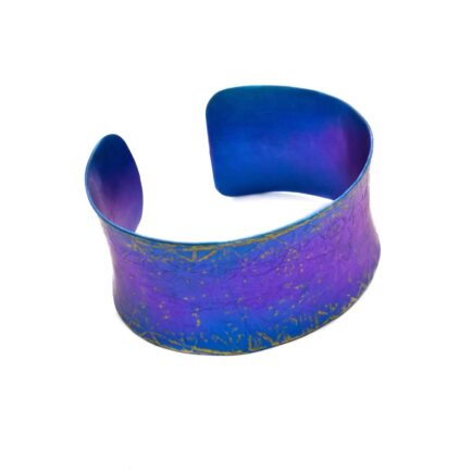 Wide Textured Titanium Cuff Bracelet purple blue