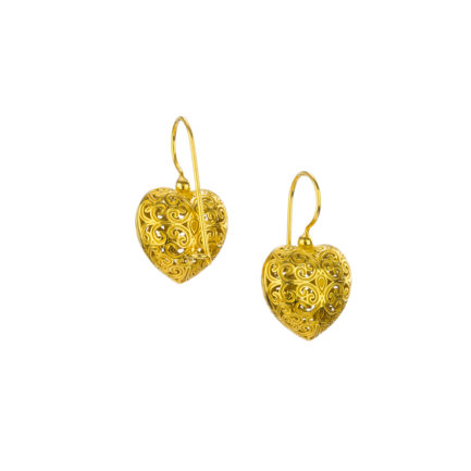 Tiny Heart Earrings in Gold plated silver 925