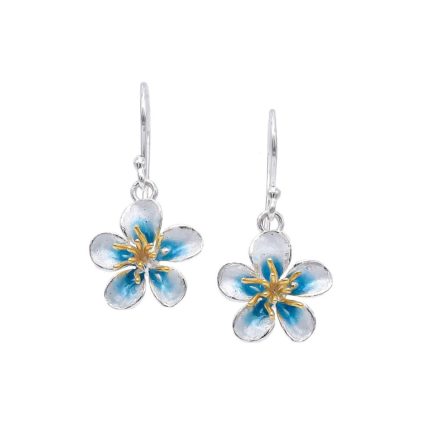 Cherry Blossom Charm Earrings with Enamel and Gold-Plated Details