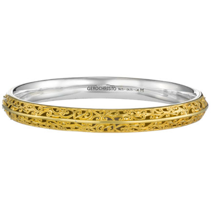 Bangle Bracelet Solid Gold-plated Silver 925 for Women's