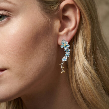 Bridal Light Blue Flower Earrings