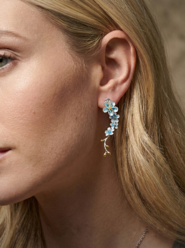 Bridal Light Blue Flower Earrings