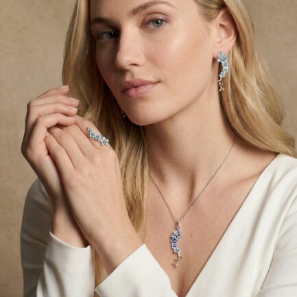 Bridal Light Blue Flower Earrings