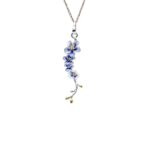 Cherry Blossom Pendant Made of Silver and Enamel Blue