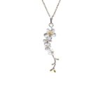 Cherry Blossom Pendant Made of Silver and Enamel