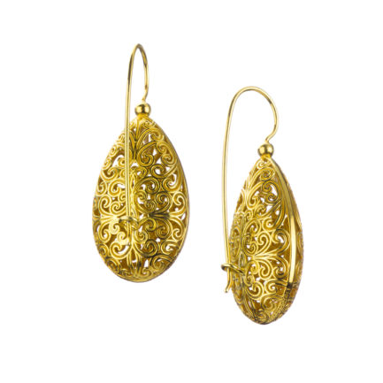 Teardrop Filigree Earrings in Gold plated silver 925