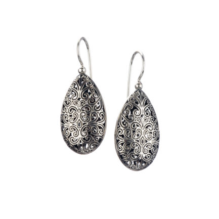 Teardrop Filigree Earrings in oxidized silver 925