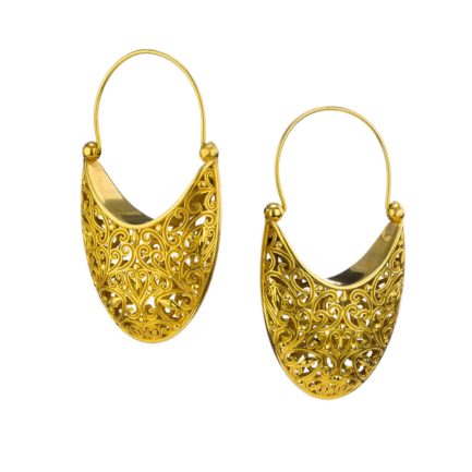 Large Basket Shaped Drop Earrings New Era Filigree in Gold plated silver