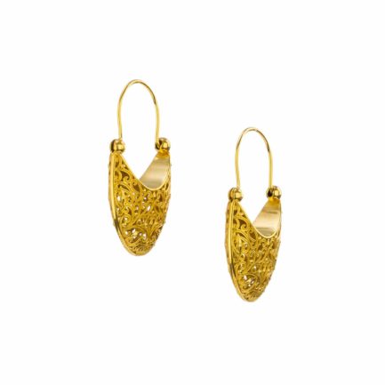 Small Basket Shaped Drop Earrings New Era Filigree in Gold plated silver
