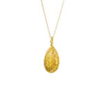 Teardrop Filigree Pendant Necklace in Gold plated silver 925