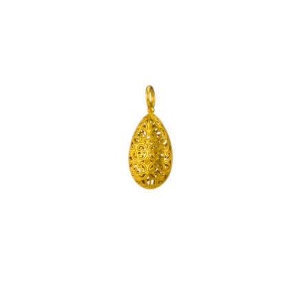 Teardrop Filigree Pendant Necklace in Gold plated silver 925