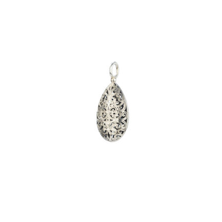 Teardrop Filigree Pendant Necklace in oxidized silver 925