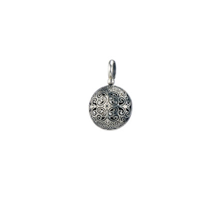 Round Pendant in oxidized silver 925