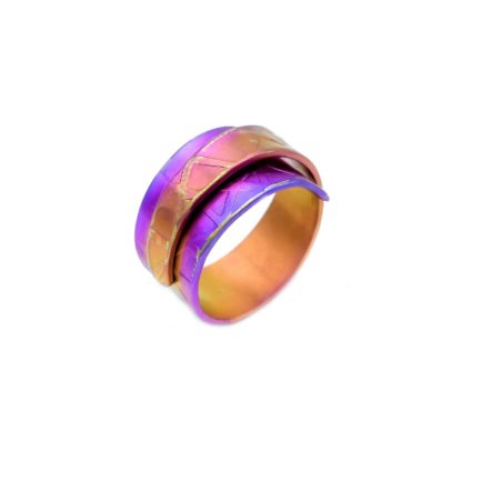 Anodized Titanium Double Entangled Textured Ring