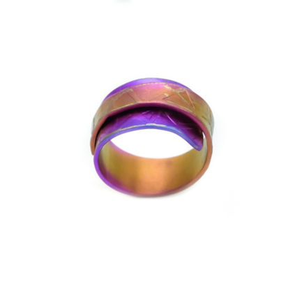 Anodized Titanium Double Entangled Textured Ring