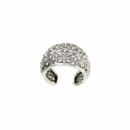 Filigree New Era Cuff Ring in Oxidized Silver 925