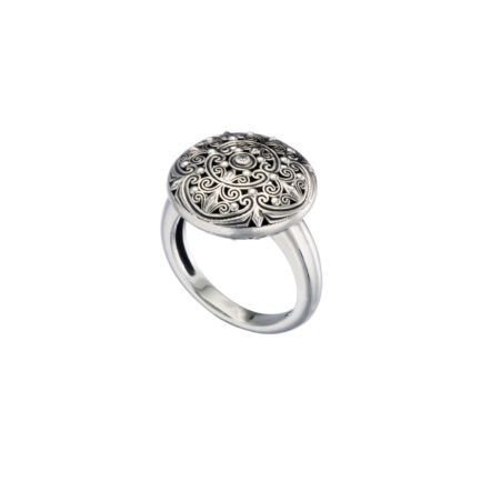 Round Ring Filigree in oxidized silver 925