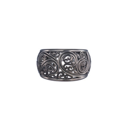 Filigree New Era Cuff Ring in Black plated silver 925