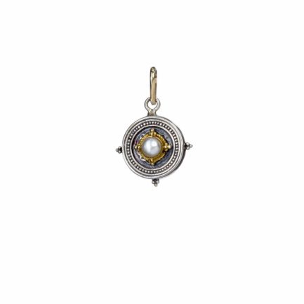Byzantine Pendant Pearls for Ladies Yellow Gold k18 and Silver 925