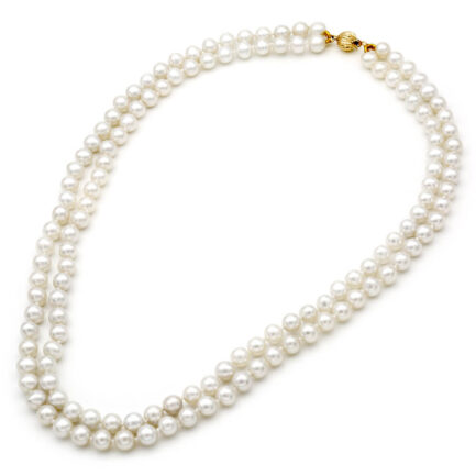 2 Rows Pearl necklace Fresh Water Pearl 7.5-8mm