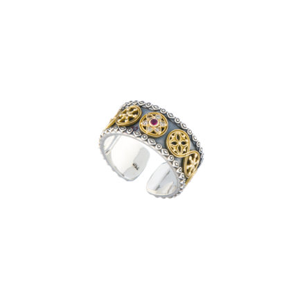 Multi Faith Open Band Ring in k18 Yellow Gold and Sterling Silver 925