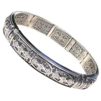 Triple Cross Bangle Byzantine Bracelet in Sterling Silver 925